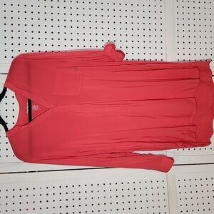 DKNY Size Small Tunic Dress Coral Tab Sleeves Pullover Pocket Lightweight Beach
